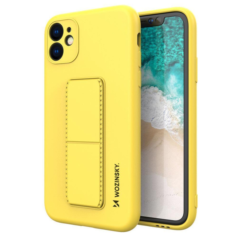 Wozinsky Kickstand Case silikoninis dėklas su stovu iPhone 11 Pro Max geltonas