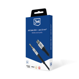 3mk AUX mini lizdas 3,5 mm / USB-C laidas – sidabrinis