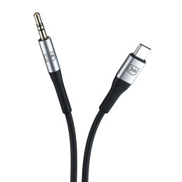 3mk AUX mini lizdas 3,5 mm / USB-C laidas – sidabrinis