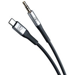 3mk AUX mini lizdas 3,5 mm / USB-C laidas – sidabrinis