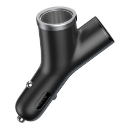 Baseus Y Type Car Charger automobilinis įkroviklis 2x USB + cigarečių degiklio lizdas 3.4A juodas (CCALL-YX01)