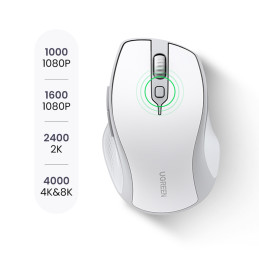 Ugreen MU101 ergonomiška belaidė pelė Bluetooth / 2,4 GHz - balta