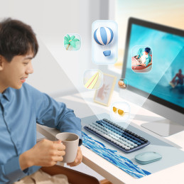 Ugreen KU101 Bluetooth/ USB-C belaidė mechaninė klaviatūra su apšvietimu – mėlyna