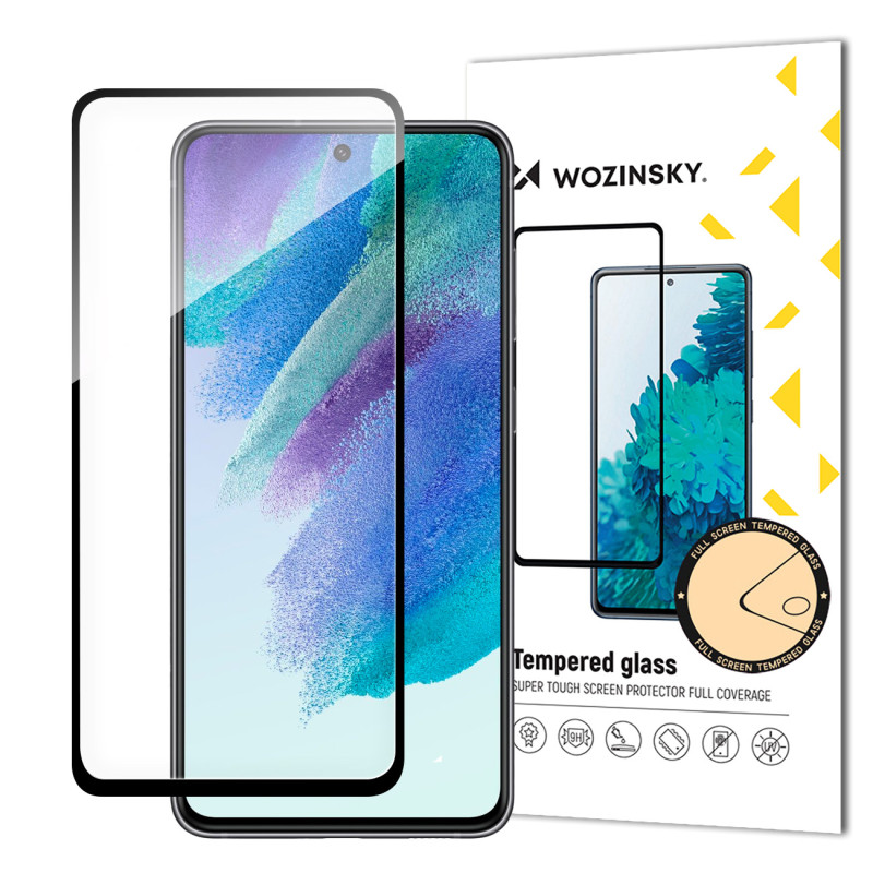 Patvarus Wozinsky Full Glue grūdintas stiklas, skirtas Samsung S23 FE viso ekrano dangtelis su rėmeliu - juodas