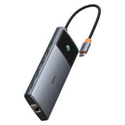 HUB 10in1 Baseus Metal Gleam II USB-C – HDMI 4K 120Hz / HDMI 4K 60Hz / USB-A 3.2 / 2x USB-A / USB-C 3.2 / RJ45 / SD, TF ...