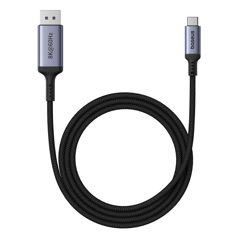 „Baseus“ didelės raiškos serijos USB-C prie „DisplayPort 1.4 8K 60Hz“ vienkryptis kabelis 2 m – juodas