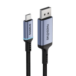 „Baseus“ didelės raiškos serijos USB-C prie „DisplayPort 1.4 8K 60Hz“ vienkryptis kabelis 2 m – juodas