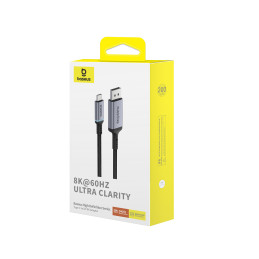 „Baseus“ didelės raiškos serijos USB-C prie „DisplayPort 1.4 8K 60Hz“ vienkryptis kabelis 2 m – juodas