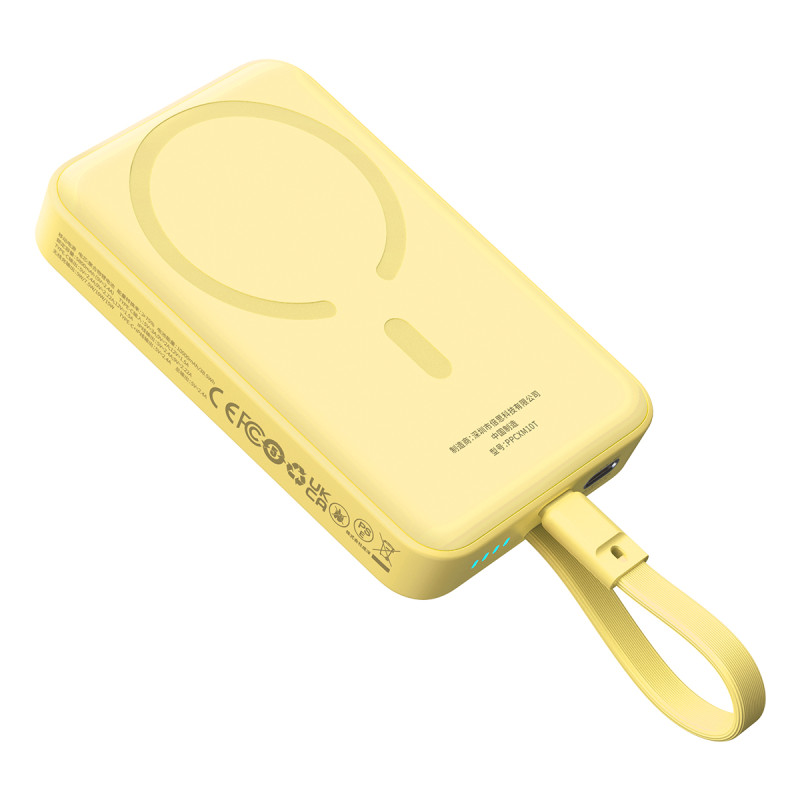 Baseus Magnetic Mini MagSafe 10000mAh 30W maitinimo blokas su įmontuotu USB-C laidu – geltonas + Baseus Simple Series US...