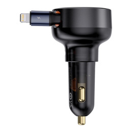 Baseus Enjoyment Pro USB-C (moteriškas) / Lightning (vyriškas) 60 W automobilinis įkroviklis - juodas