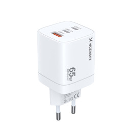 Wozinsky CGWCW 65W USB-A / 2 x USB-C GaN sieninis įkroviklis - baltas