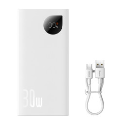 Baseus Adaman2 maitinimo blokas su skaitmeniniu ekranu 2x USB-A / 1x USB-C 10000mAh 30W - balta