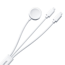 Joyroom S-IW007 3 viename laidas USB-A magnetinis įkroviklis - Lightning 1,2 m - baltas