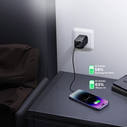 Joyroom JR-TCF07EU Speed Series 30W USB-C PD/ QC/ AFC/ FCP sieninis įkroviklis - juodas