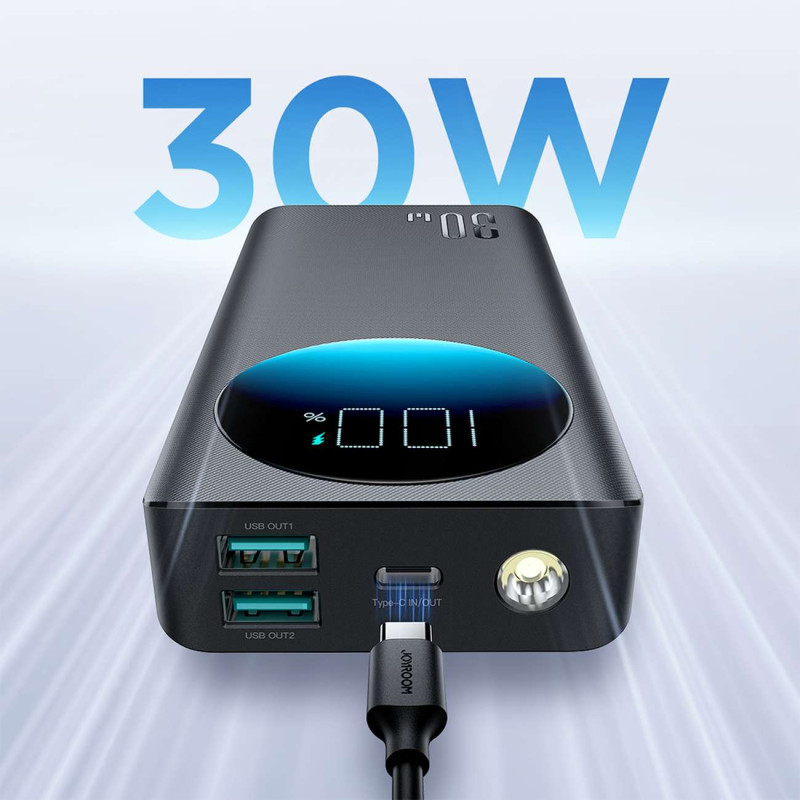 Powerbank Joyroom JR-PBF02 30W 20000mAh + USB-A - USB-C laidas 0,25m - juodas