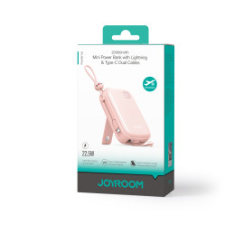 Powerbank Joyroom JR-L008 Plus Cutie Series 22,5W 20000mAh su stovu + USB-A - USB-C laidas - rožinis