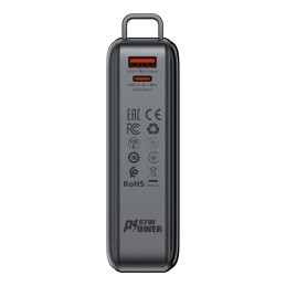 Acefast M4 PD 67W 20000mAh Powerbank su įmontuotu laidu - juodas