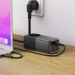 Acefast Z2 GaN 75W PD stalinis įkroviklis 3x USB-C 2x USB-A - juoda ir pilka