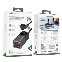 Acefast Z2 GaN 75W PD stalinis įkroviklis 3x USB-C 2x USB-A - juoda ir pilka