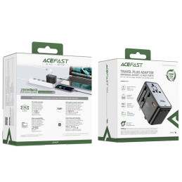 Acefast Z1 GaN 75W PD kelioninio įkroviklio adapteris 3x USB-C 2x USB-A - juodas