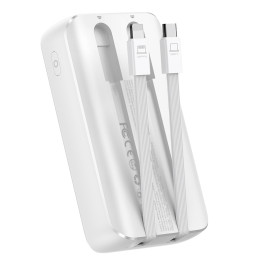 Joyroom JR-PBC07 20000mAh 30W mini maitinimo blokas su USB-C ir Lightning laidais – balta