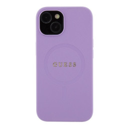 Guess Saffiano MagSafe dėklas iPhone 15 Plus - violetinis