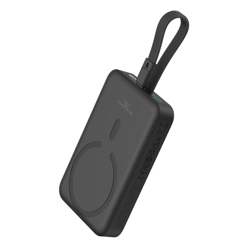 „Baseus Magnetic Mini MagSafe“ 10 000 mAh 20 W maitinimo blokas su įmontuotu „Lightning“ laidu – juodas + „Baseus Simple...