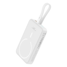 Baseus Magnetic Mini MagSafe 10000mAh 20W maitinimo blokas su įmontuotu Lightning laidu - baltas + Baseus Simple Series ...