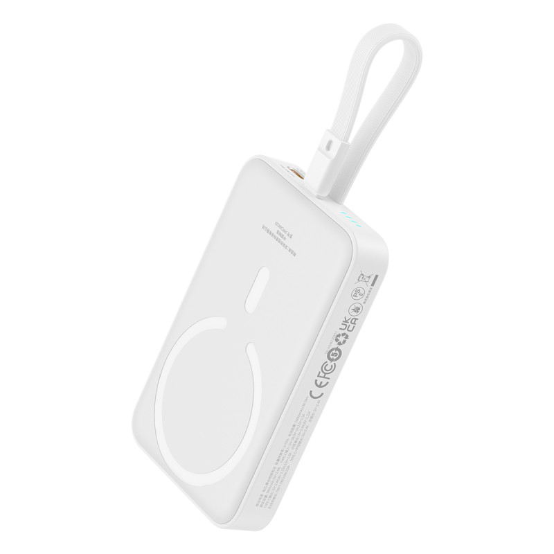 Baseus Magnetic Mini MagSafe 10000mAh 20W maitinimo blokas su įmontuotu Lightning laidu - baltas + Baseus Simple Series ...