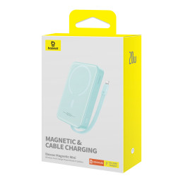Baseus Magnetic Mini MagSafe 10000mAh 20W maitinimo blokas su įmontuotu Lightning laidu – mėlynas + Baseus Simple Series...