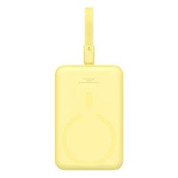 Baseus Magnetic Mini MagSafe 10000mAh 20W maitinimo blokas su įmontuotu Lightning laidu - geltonas + Baseus Simple Serie...