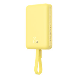 Baseus Magnetic Mini MagSafe 10000mAh 20W maitinimo blokas su įmontuotu Lightning laidu - geltonas + Baseus Simple Serie...