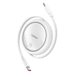 Baseus Free2Draw Mini USB-C – USB-C 100W 1m ištraukiamas laidas – baltas