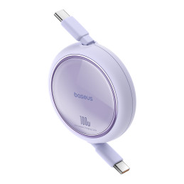 Baseus Free2Draw Mini USB-C – USB-C ištraukiamas kabelis 100W 1m – violetinė
