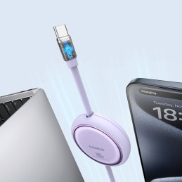 Baseus Free2Draw Mini USB-C – USB-C ištraukiamas kabelis 100W 1m – violetinė