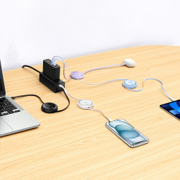 Baseus Free2Draw Mini USB-C – USB-C ištraukiamas kabelis 100W 1m – violetinė
