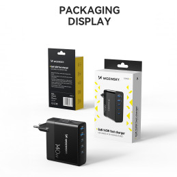 Wozinsky CGWCB 140W GaN sieninis įkroviklis 3 x USB-C / 2 x USB-A - juodas