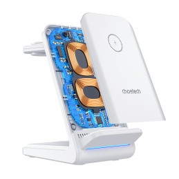 Choetech T608 15W 3in1 indukcinio įkrovimo stotelė - balta