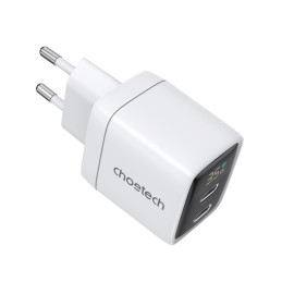 Choetech PD6051 2x USB-C PD 35W GaN sieninis įkroviklis su ekranu - baltas