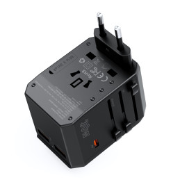 Choetech PD6041 USB-C USB-A PD 30W kelioninis įkroviklis su 4 US EU UK AU kištukais – juodas