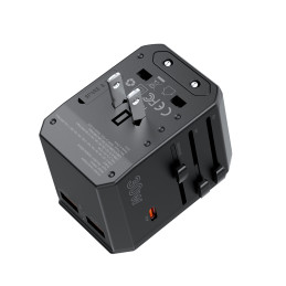 Choetech PD6041 USB-C USB-A PD 30W kelioninis įkroviklis su 4 US EU UK AU kištukais – juodas