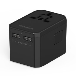 Choetech PD6045 USB-C USB-A 45W GaN kelioninis įkroviklis su JAV ES UK AU kištukais – juodas