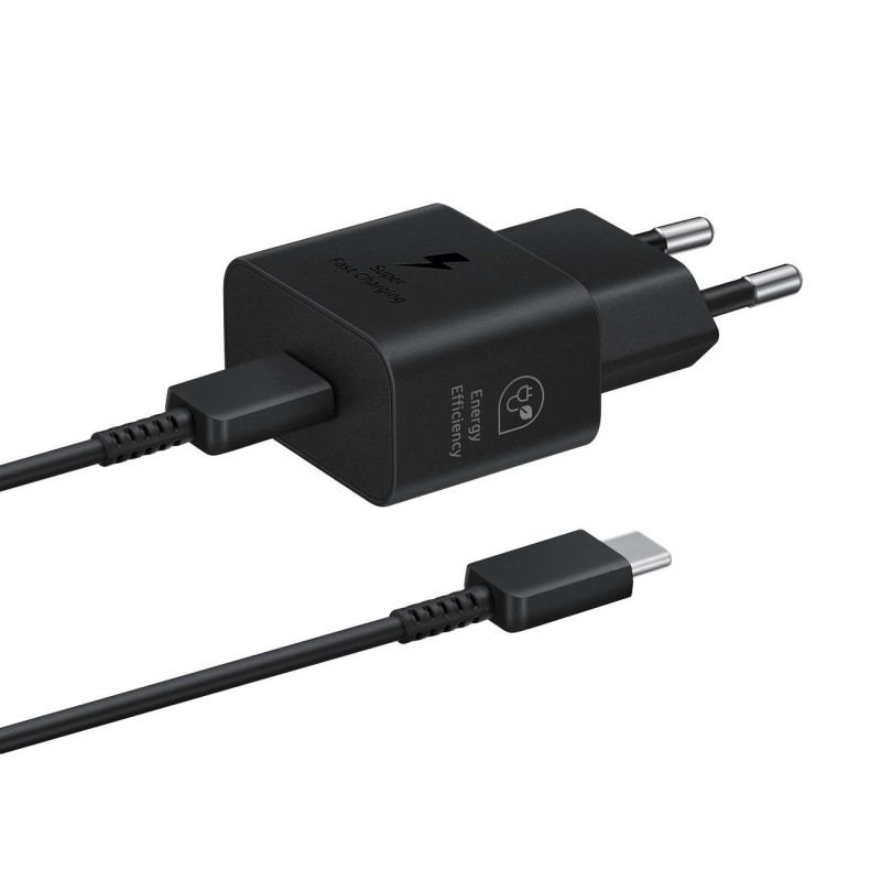 Samsung EP-T2510XBEGEU 25W SFC GaN sieninis įkroviklis su USB-C laidu - juodas
