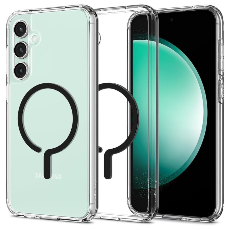 „Spigen Ultra Hybrid OneTap“ žiedinis dėklas su „MagSafe“, skirtas Samsung Galaxy S23 FE – skaidrus ir juodas