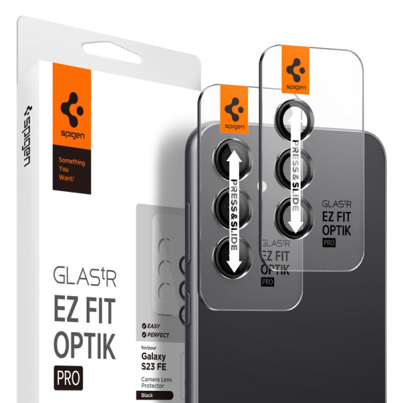 Spigen Glas.tR EZ Fit Optik Camera Protector Samsung Galaxy S23 FE - Juoda 2 vnt.