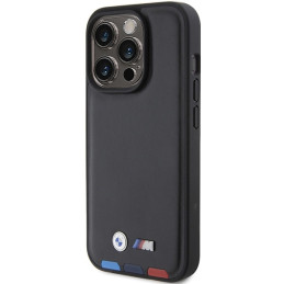 BMW Leather Stamp Tricolor dėklas iPhone 15 Pro - juodas