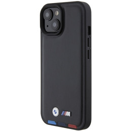 BMW Leather Stamp Tricolor dėklas iPhone 15 - juodas