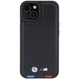 BMW Leather Stamp Tricolor dėklas iPhone 15 - juodas