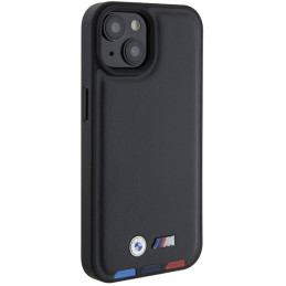 BMW Leather Stamp Tricolor dėklas iPhone 15 - juodas