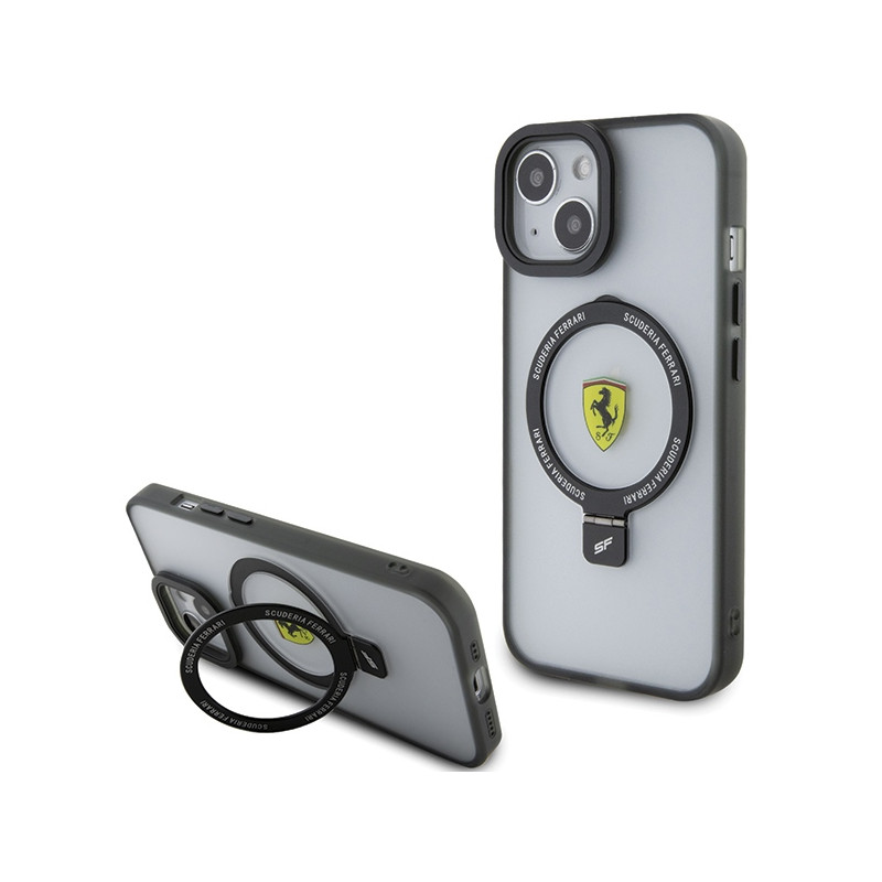 Ferrari Ring Stand 2023 Collection MagSafe dėklas iPhone 15 - juodas